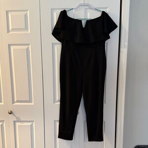 Amazon Black Ruffle Off-Shoulder Jumpsuit